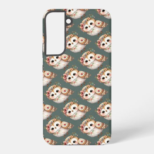 Cute Floral Owl with Bow Samsung Galaxyケース (裏面)