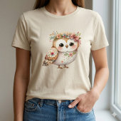 Cute Floral Owl with Bow Tシャツ