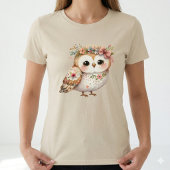 Cute Floral Owl with Bow Tシャツ