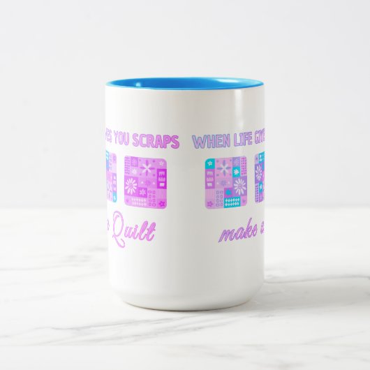 Cute & Floral Patchwork Pattern in Pastel Colours ツートーンマグカップ (中央)