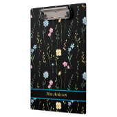 Cute Floral Pattern Customizable Name クリップボード (左)