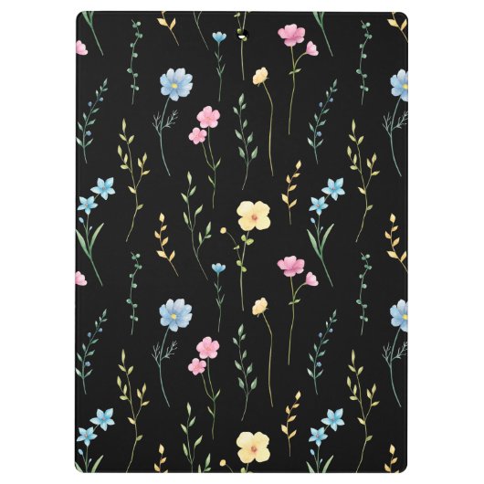 Cute Floral Pattern Customizable Name クリップボード (裏面)