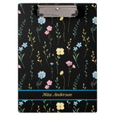 Cute Floral Pattern Customizable Name クリップボード (正面)