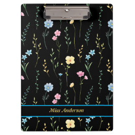 Cute Floral Pattern Customizable Name クリップボード