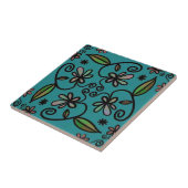 Cute Floral Pattern Teal タイル (側面)