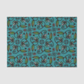 Cute Floral Pattern Teal 薄葉紙 (正面)