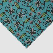 Cute Floral Pattern Teal 薄葉紙 (詳細)