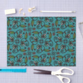 Cute Floral Pattern Teal 薄葉紙 (クラフト)