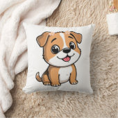 Cute Floral Puppy Throw Pillow – Soft Pink flower クッション (ブランケット)