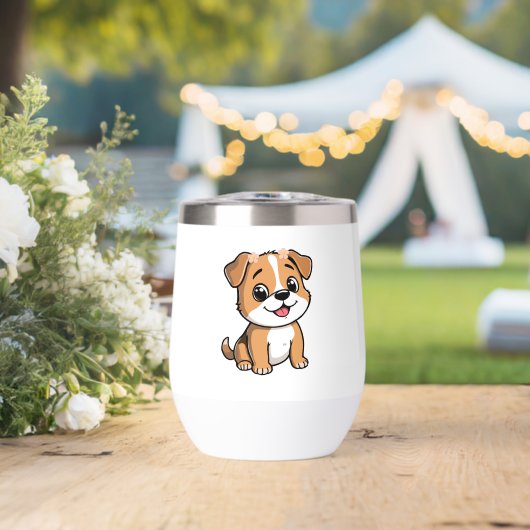 Cute Floral Puppy Water Bottle – SoftPinkAesthetic (ウェディング (回転後))
