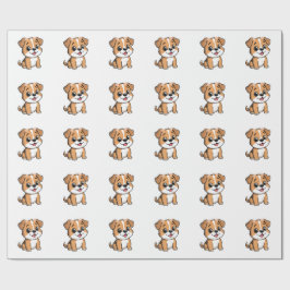 Cute Floral Puppy Wrapping Paper – Soft Pink Puppy ラッピングペーパー