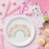 Cute Floral Rainbow Smiles Pastel Birthday ペーパープレート (パーティー)