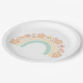 Cute Floral Rainbow Smiles Pastel Birthday ペーパープレート (アングル)