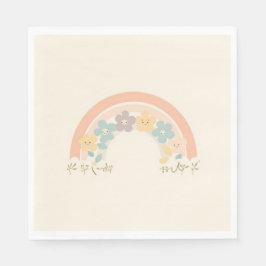Cute Floral Rainbow Smiles Pastel Party Napkins スタンダードランチョンナプキン