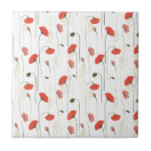 Cute Floral Red Poppy Pattern Ceramic Tile タイル (正面)