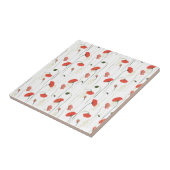 Cute Floral Red Poppy Pattern Ceramic Tile タイル (側面)