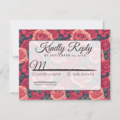 Cute Floral Rose Wedding Rsvp Card (正面)