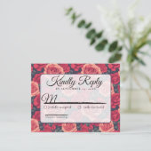 Cute Floral Rose Wedding Rsvp Card (スタンド正面)