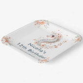 Cute Floral Seahorse Birthday Party ペーパープレート (傾斜あり)