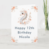 Cute Floral Seahorse Happy Birthday カード (正面)