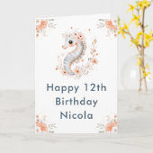 Cute Floral Seahorse Happy Birthday カード (黄色い花)