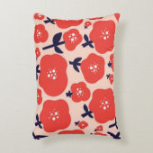 Cute Floral Seamless Pattern – Red Spring Flowers  アクセントクッション (正面(垂直))