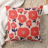 Cute Floral Seamless Pattern – Red Spring Flowers クッション (ブランケット)