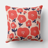 Cute Floral Seamless Pattern – Red Spring Flowers クッション (裏面)
