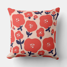 Cute Floral Seamless Pattern – Red Spring Flowers  クッション