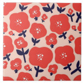 Cute Floral Seamless Pattern – Red Spring Flowers タイル (正面)