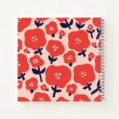 Cute Floral Seamless Pattern – Red Spring Flowers  ノートブック (裏面)