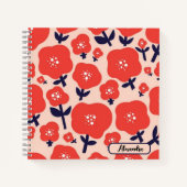 Cute Floral Seamless Pattern – Red Spring Flowers  ノートブック (正面)
