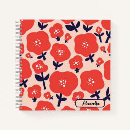Cute Floral Seamless Pattern – Red Spring Flowers  ノートブック
