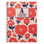 Cute Floral Seamless Pattern – Red Spring Flowers  ノートブック (正面)