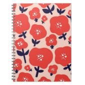 Cute Floral Seamless Pattern – Red Spring Flowers  ノートブック (正面)