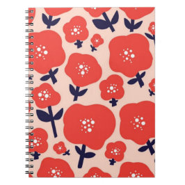 Cute Floral Seamless Pattern – Red Spring Flowers  ノートブック