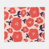 Cute Floral Seamless Pattern – Red Spring Flowers  フリースブランケット (正面(横))