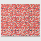 Cute Floral Seamless Pattern – Red Spring Flowers  ラッピングペーパー (フラット)