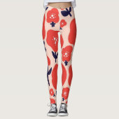 Cute Floral Seamless Pattern – Red Spring Flowers  レギンス (正面)