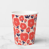 Cute Floral Seamless Pattern – Red Spring Flowers 紙コップ (裏面)