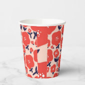 Cute Floral Seamless Pattern – Red Spring Flowers  紙コップ (左)