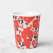 Cute Floral Seamless Pattern – Red Spring Flowers 紙コップ (右)