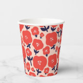 Cute Floral Seamless Pattern – Red Spring Flowers 紙コップ (正面)