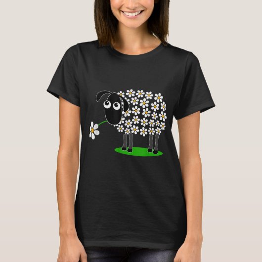Cute Floral Sheep Design Tシャツ (正面)