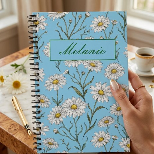 Cute Floral Spring Daisy Personalized ノートブック