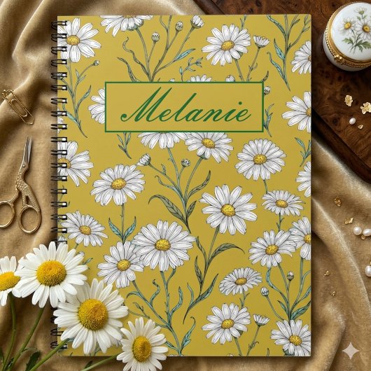 Cute Floral Spring Daisy Personalized Notebook ノートブック