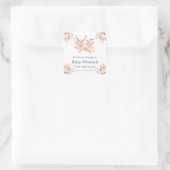 Cute Floral Starfish Baby Shower スクエアシール (バッグ)