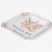 Cute Floral Starfish Baby Shower ペーパープレート (傾斜あり)