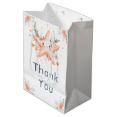 Cute Floral Starfish Baby Shower ミディアムペーパーバッグ (正面アングル)