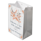 Cute Floral Starfish Baby Shower ミディアムペーパーバッグ (裏面アングル)